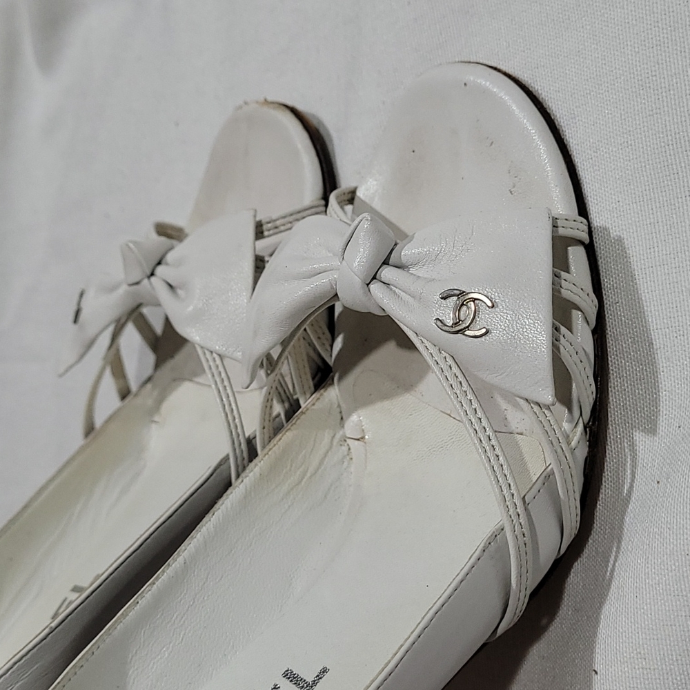 Chanel open toe heels shoes sz eu35 - Picture 5 of 16